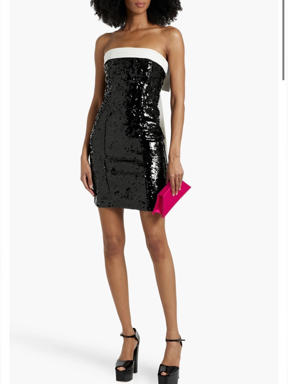 ALICE + OLIVIA Sibella Strapless Bow Back Sequined Mini Dress